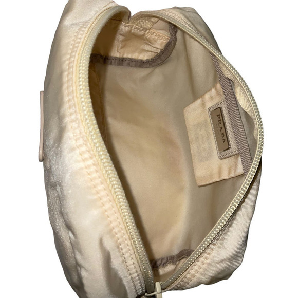 Prada Cosmetic Pouch Bag  Cream Nylon - Picture 11 of 15